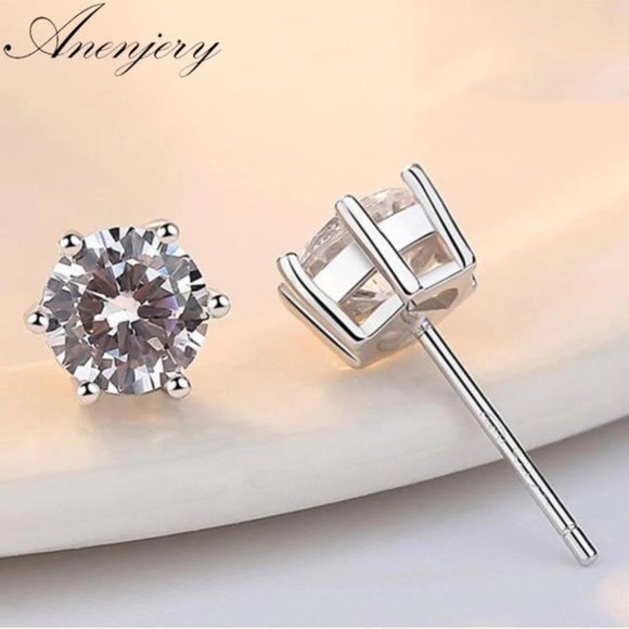 NEW Simple Silver Six Claw AAA Earrings - Picture 4 of 4